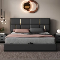 Queen Size Upholstered Platform Bed with Hydraulic Storage, MDF and Plywood Frame, Bed Frame for Living Room, 85" L x 64.5" W x 41" H, Black(m-4)