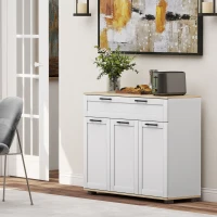 HOMCOM Sideboard Buffet Cabinet, Modern 40" Coffee Bar Cabinet with Wide Drawer, 3 Doors and 2 Adjustable Shelves, White(m-10)