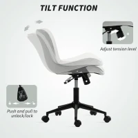 HOMCOM Armless Office Chair, 360° Swivel Desk Chair with Adjustable Height & Tilt Function, Cream White(m-5)