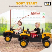Qaba 24V Kids Ride on Tractor, 4WD 2 Seater Licensed Caterpillar Electric Vehicle with Remote Control, Dump Bed, Yellow(m-9)