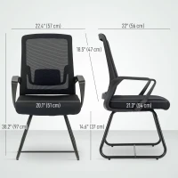 HOMCOM Desk Chair, Desk Chair No Wheels with Mesh Back, Lumbar Support, Metal Base for Reception, Conference(m-3)