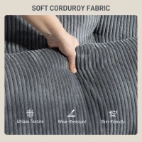 HOMCOM 58" Chaise Lounge Indoor, Oversized Corduroy Sofa Bed with 2 Cup Holders, Pillow, Deep Seat Sleeper Couch, Dark Grey(m-4)