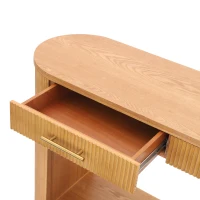 Farmhouse Console Table with Storage and Drawers, Modern Wood Sofa Table for Living Room, Hallway, 47.5'' L x 14.5'' W x 30'' H, Brown(m-5)