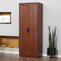 HOMCOM 63" 2-Door Kitchen Pantry, Freestanding Storage Cabinet with 5-tier Shelving and 2 Adjustable Shelves for Dining Room, Brown(m-10)