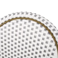 Set of 2 French Bistro Chairs with PE Rattan and Aluminium Frame, Outdoor Chairs with Bamboo Print Finish, 18.5'' L x 21.5'' W x 35'' H, White+Grey(m-4)