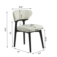 Set of 2 Solid Wood Dining Chairs with Curved Backrest, Upholstered Kitchen Chairs with Wooden Frame, 21'' L x 23'' W x 29.5'' H, Black(m-3)