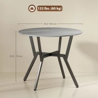 HOMCOM 35" Round Dining Table, Modern Dining Room Table with Steel Frame, Space Saving Small Kitchen Table, Grey(m-3)