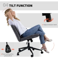 HOMCOM Criss Cross Chair with Wheels, Wide Office Chair with No Arms, Adjustable Height, Tilting, Grey(m-7)