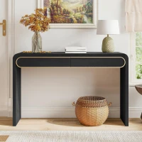 Narrow Entryway Accent Table with Storage Drawers, Wood Console Table Ideal for Living Room, Hallway, 47'' L x 15'' W x 30'' H, Black(m-4)