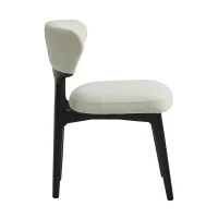 Set of 2 Solid Wood Dining Chairs with Curved Backrest, Upholstered Kitchen Chairs with Wooden Frame, 21'' L x 23'' W x 29.5'' H, Black(m-6)