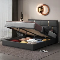 Queen Size Upholstered Platform Bed with Hydraulic Storage, MDF and Plywood Frame, Bed Frame for Living Room, 85" L x 64.5" W x 41" H, Black(m-1)