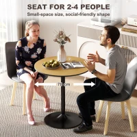 HOMCOM 27.6" Round Kitchen Table for 2, Modern Small Dining Table with Wood Veneer, Steel Base for Dining Room, Natural(m-5)