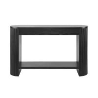 Farmhouse Console Table with Storage and Drawers, Narrow Wood Sofa Table for Living Room, Hallway, 47.5'' L x 14.5'' W x 30'' H, Black(m-11)