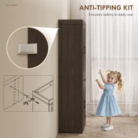 HOMCOM 72" Kitchen Pantry Cabinet, Farmhouse Kitchen Storage Cabinet with 4 Barn Doors, 6 Door Shelves, Drawer, Brown(m-7)