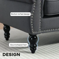 HOMCOM Stylish Midback Double Sofa with Sponge Padding, 2 Seater Sofa Couch, with Rubber Wood Leg, Dark Grey(m-4)