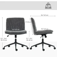HOMCOM Criss Cross Chair with Wheels, Wide Office Chair with No Arms, Adjustable Height, Tilting, Grey(m-3)