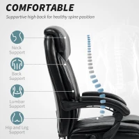 HOMCOM 6 Point Massage Office Chair with Remote, Ergonomic Reclining Computer Desk Chair with Footrest, Side Pocket, Black(m-5)
