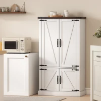 HOMCOM 53.5" Pantry Cabinet, Kitchen Storage Cabinet with Adjustable Shelves, 6 Door Spice Racks for Dining Room, White(m-9)