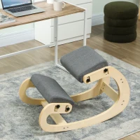 HOMCOM Ergonomic Kneeling Chair, Adjustable Rocking Wood Kneeling Stool, Desk Chair, Improve Posture, Grey(m-1)