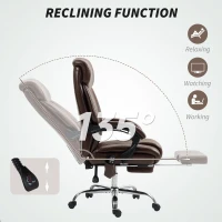 HOMCOM 6 Point Massage Office Chair with Remote, Ergonomic Reclining Computer Desk Chair with Footrest, Side Pocket, Dark Brown(m-7)