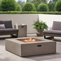50000 BTU Outdoor Square Propane Fire Pit Table with Tank Holder, Lightweight Concrete, Fire Pit Top for Gathering, 40" L x40" W x 12.5" H, Light Grey(m-6)