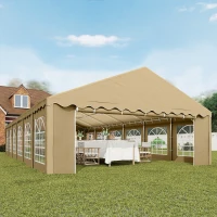 Outsunny 20' x 40' Party Tent, Outdoor Canopy Tent with Removable Sidewalls, 12 Windows for Parties, Wedding, Events, BBQ, Brown(m-9)