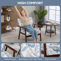 HOMCOM 2 PCS Modern Accent Chairs with Cushioned Seat, Upholstered Linen-Feel Armchair for Bedroom, Living Room, Multicolored(m-5)