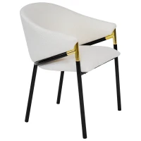 Set of 2 Modern Upholstered Dining Chairs with Metal Legs, Durable Design for Kitchen and Living Room, 22.5'' L x 22'' W x 31'' H, White(m-5)