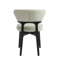 Set of 2 Solid Wood Dining Chairs with Curved Backrest, Upholstered Kitchen Chairs with Wooden Frame, 21'' L x 23'' W x 29.5'' H, Black(m-7)