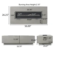 50000 BTU Propane Fire Pit Table with Tank Holder and Durable Iron Frame, Modern Stove for Outdoors, 56'' L x 26.5'' W x 15'' H, Light Gray(m-3)