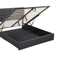 Queen Size Upholstered Platform Bed with Hydraulic Storage, MDF and Plywood Frame, Bed Frame for Living Room, 85" L x 64.5" W x 41" H, Black(m-6)
