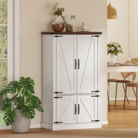 HOMCOM 53.5" Pantry Cabinet, Kitchen Storage Cabinet with Adjustable Shelves, 6 Door Spice Racks for Dining Room, White(m-8)