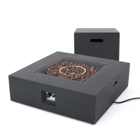 50000 BTU Outdoor Square Propane Fire Pit Table with Tank Holder, Lightweight Concrete, Fire Pit Top for Gathering, 40" L x40" W x 12.5" H, Dark Gery(m-2)