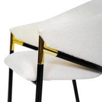 Set of 2 Modern Upholstered Dining Chairs with Metal Legs, Durable Design for Kitchen and Living Room, 22.5'' L x 22'' W x 31'' H, White(m-4)