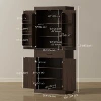 HOMCOM 72" Kitchen Pantry Cabinet, Farmhouse Kitchen Storage Cabinet with 4 Barn Doors, 6 Door Shelves, Drawer, Brown(m-3)