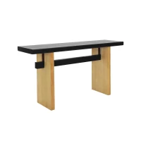 Farmhouse Wood Console Table with Premium Materials, Narrow Entryway Table with Easy Assembly, 59.5'' L x 16'' W x 31.5'' H, Black+Brown(m-10)