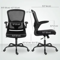 HOMCOM Ergonomic Mesh Office Chair with 4D Lumbar Support, Swivel Desk Chair with Flip-up Armrests, Tilt Function, Black(m-3)