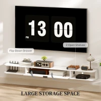 HOMCOM 71" Floating TV Stand for TVs up to 75 Inch, Wall Mounted Media Console with Flip Drawer and 2 Open Shelves, White(m-5)