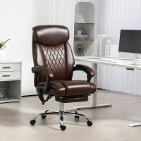 HOMCOM 6 Point Massage Office Chair with Remote, Ergonomic Reclining Computer Desk Chair with Footrest, Side Pocket, Dark Brown(m-8)