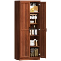 HOMCOM 63" 2-Door Kitchen Pantry, Freestanding Storage Cabinet with 5-tier Shelving and 2 Adjustable Shelves for Dining Room, Brown(m-1)