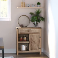 HOMCOM Rustic Barn Door Storage Cabinet Modern Farmhouse Buffet Sideboard for Kitchen and Dining Room, Light Oak(m-7)