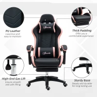 Vinsetto Computer Gaming Chair, PU Leather Office Desk Chair with Footrest, Swivel Wheels, 135° Reclining Back, Black(m-7)