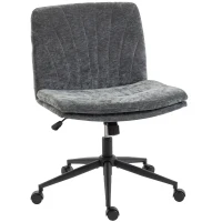 HOMCOM Criss Cross Chair with Wheels, Wide Office Chair with No Arms, Adjustable Height, Tilting, Grey(m-11)