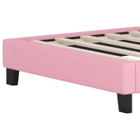 Twin Size Upholstered Princess Bed with Crown Headboard, Solid Poplar Wood Frame, Bed Frame for Children, 80" L x 41.5" W x 44" H, Pink(m-7)