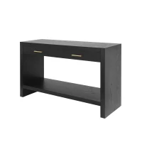Farmhouse Console Table with Storage Drawers, Wooden Entryway Table Ideal for Living Room, Hallway, 47.5'' L x 15.5'' W x 30'' H, Black(m-9)