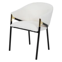 Set of 2 Modern Upholstered Dining Chairs with Metal Legs, Durable Design for Kitchen and Living Room, 22.5'' L x 22'' W x 31'' H, White(m-7)