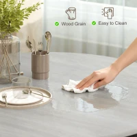 HOMCOM 35" Round Dining Table, Modern Dining Room Table with Steel Frame, Space Saving Small Kitchen Table, Grey(m-7)