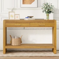 Farmhouse Console Table with Storage Drawers, Wooden Entryway Table Ideal for Living Room, Hallway, 47.5'' L x 15.5'' W x 30'' H, Brown(m-4)