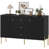 HOMCOM Buffet Cabinet, Modern Sideboard with 3 Soft-Close Drawers and 2 Adjustable Shelves for Living Room, Kitchen, Black(m-2)