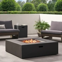 50000 BTU Outdoor Square Propane Fire Pit Table with Tank Holder, Lightweight Concrete, Fire Pit Top for Gathering, 40" L x40" W x 12.5" H, Dark Gery(m-1)